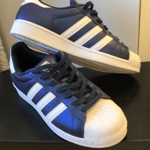 Mens size 8 adidas superstar in metallic blue bold